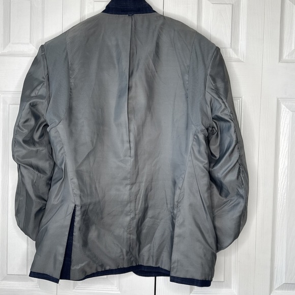 Jos A Bank Linen Tailored Fit 44S Blue‎ Window pane Plaid Men's Blazer EUC - Picture 11 of 16